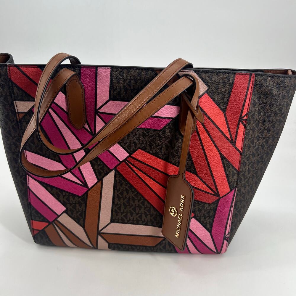 Michael Kors Sinclair Brown Multi Tote & matching Wallet limited edition pink - Picture 2 of 14